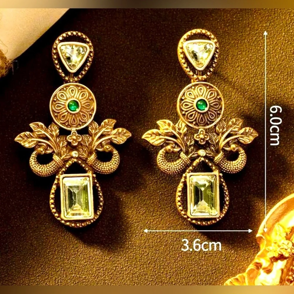 Vintage Medieval-Inspired Drop Earrings | Multicolor Gemstone Statement